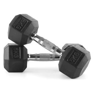 VIRTUS Hex Rubber Coated Dumbbell, 5 Kg 