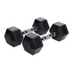 Gainmotion Hex Rubber Dumbbell Pair, 2.5kg - 25kg