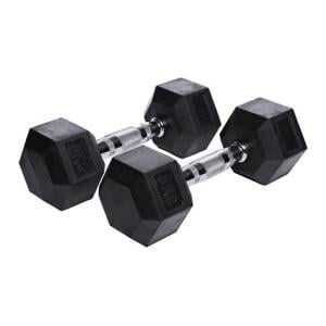 Gainmotion Hex Rubber Dumbbell Pair, 2.5kg - 25kg