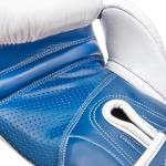 Reebok Fitness Leather Boxing Glove, White/Blue, 10 Oz