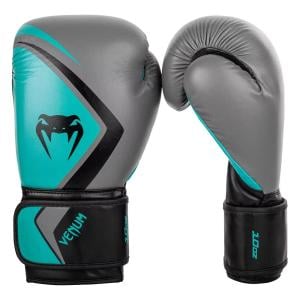 Venum Contender 2.0 Boxing Glove, Grey/Turquoise/Black, 10 Oz 