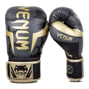 Venum Elite Boxing Gloves, Camo/Gold, 12 Oz