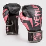 Venum Elite Boxing Gloves, Black/Pink Gold, 8 Oz