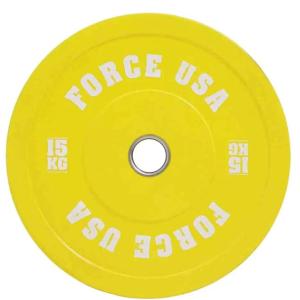 Force USA Pro Grade Coloured Bumper Plates (Sold Individually), 15 kg 