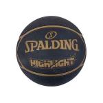 Spalding Highlight Rubber Basketball, Black Gold, Size 7