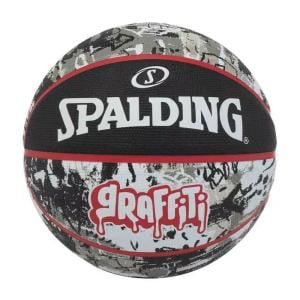 Spalding Graffiti Rubber Basketball, Black Red, Size 7