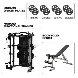 Combo Offers Murano Elite Functional Trainer With Bench and 100Kg Weight Plate Set