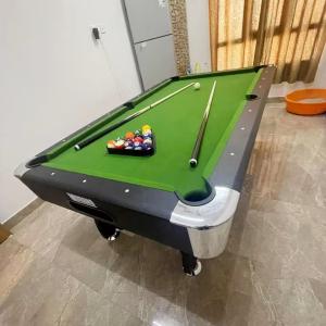 Murano 9 Feet Wooden Billiard Table with all Accessories, Green