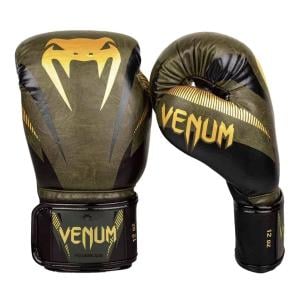 Venum 12 Oz Impact Boxing Gloves, Kaki/Gold