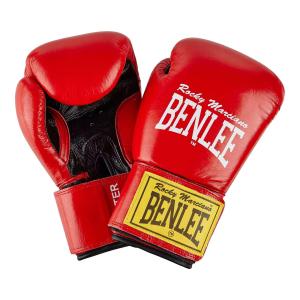 Benlee Fighter Leather Boxing Gloves, Red/Black, 16 Oz 