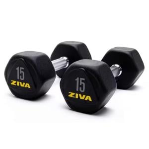 Ziva Performance Hexagon Steel Dumbbell, 15 kg