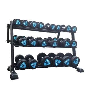 Livepro LP8002 Urethane Dumbbell Pair With Rack, 2Kg to 20Kg Set